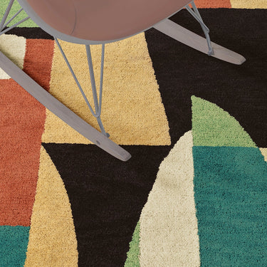 Jazzy wool rug, styled in a room