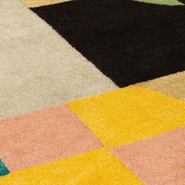 Jazzy wool rug, close-up detail