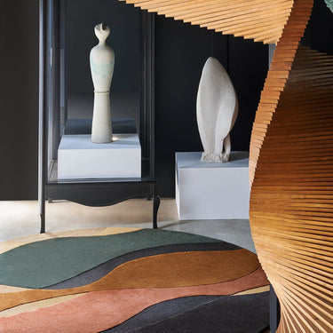 Océane wool rug, styled in a room