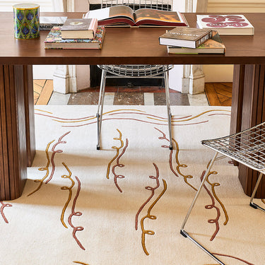Nazaré wool rug in White and Brick Red, full view