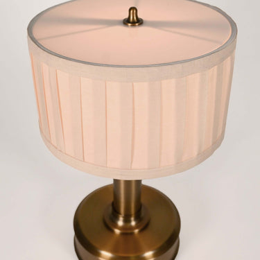 Mini Lucy rechargeable lamp, Dark Antique Brass with Pleated Shade – view 3