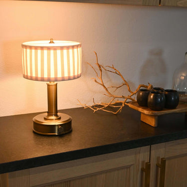 Mini Lucy rechargeable lamp, Dark Antique Brass with Pleated Shade – view 6