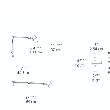 Tolomeo Micro LED articulated task lamp with adjustable aluminum diffuser