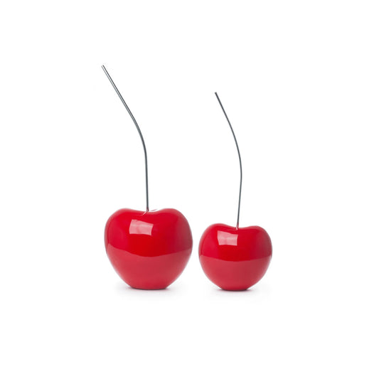 Finesse Decor Set of Two Medium and Small Bright Red Decorative Cherry 1