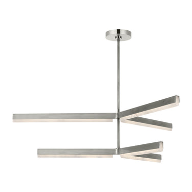 Elegant Linea 56-inch Chandelier in Hand-Rubbed Antique Nickel, featuring natural alabaster and energy-efficient LED.