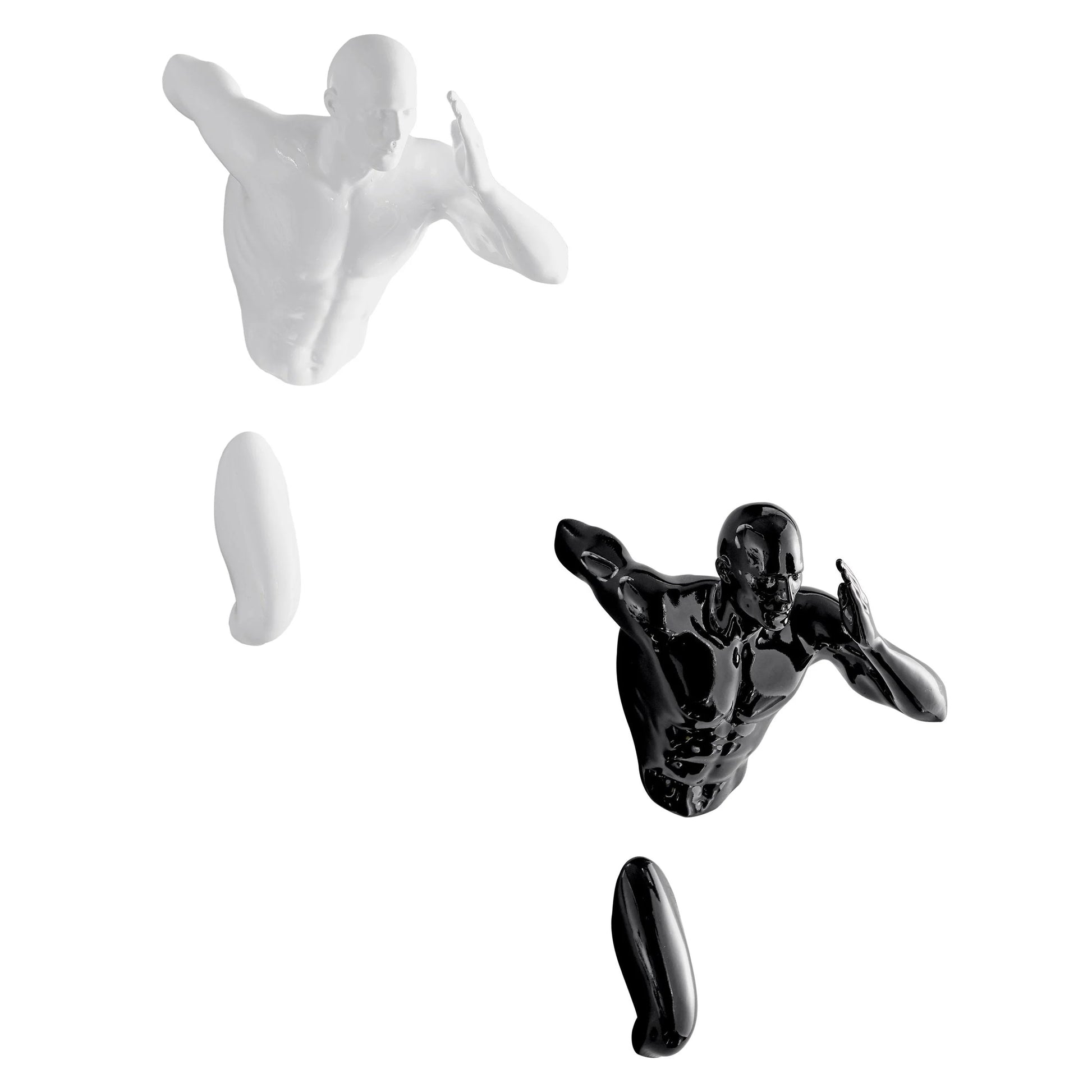 Finesse Decor Two Wall Runner Sculptures - White and Black 1