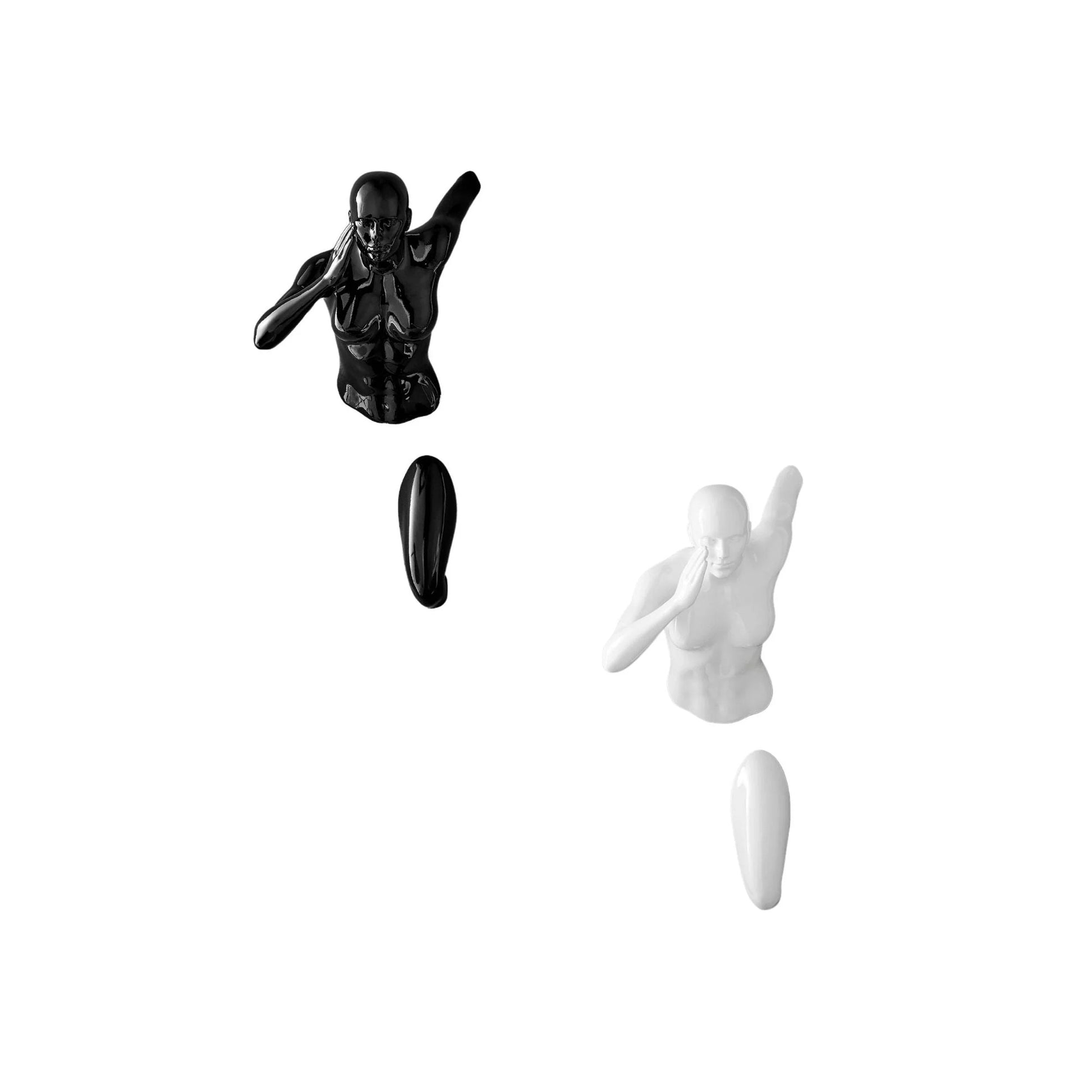 Finesse Decor Two Women Wall Runner Sculptures - Black and White 1