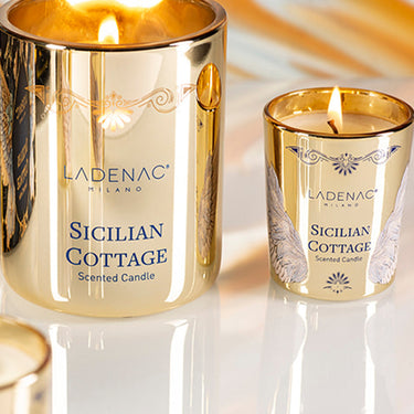 Ladenac Sicilian Cottage 75 g candle with carousel – gold candles grouped together