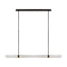 Visual Comfort Langston 61-inch linear pendant light in dark bronze finish for modern dining room ceiling