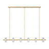 Laurel 72" X-Large Linear Chandelier by Visual Comfort with integrated LED, natural brass finish.