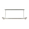 Antique Nickel Linea 55-inch LED linear chandelier by Visual Comfort with natural alabaster shades, ideal for modern dining room lighting.