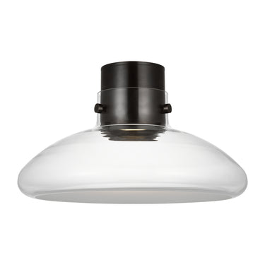 Visual Comfort Morgan 18″ flush mount with smoked Italian glass and dimmable LED