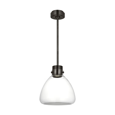 Visual Comfort Morgan 12 inch clear glass LED hanging light in antique bronze for contemporary bedrooms