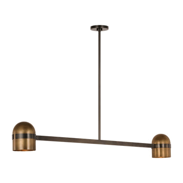 modern brass and bronze linear chandelier for dining table or kitchen island lighting