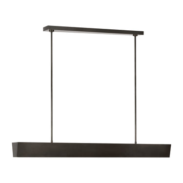 Luxury dark bronze linear suspension lighting with hidden LED for hotel lobby or commercial interior.