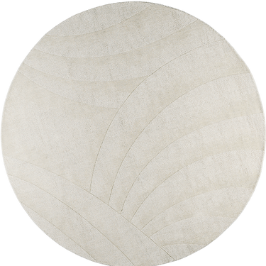 Volute Round wool rug in Écru, full view