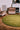 Volute Round wool rug in Green, full view