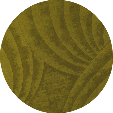 Volute Round wool rug in Green, full view