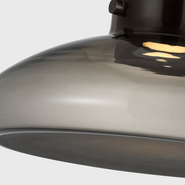 Visual Morgan 18-Inch Integrated LED ceiling light with antique brass finish and Italian smoked glass shade