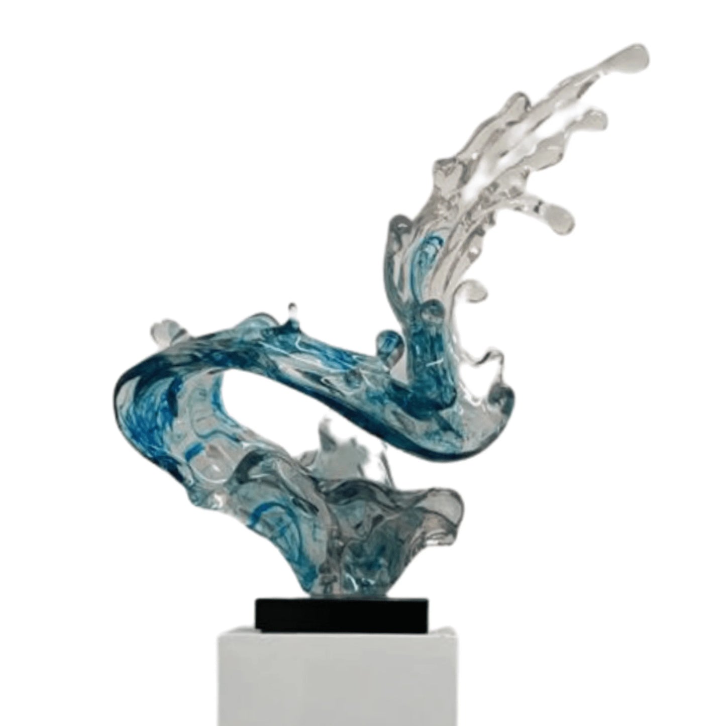 Finesse Decor Wave Sculpture in Transparent Blue Medium - Top Only 1