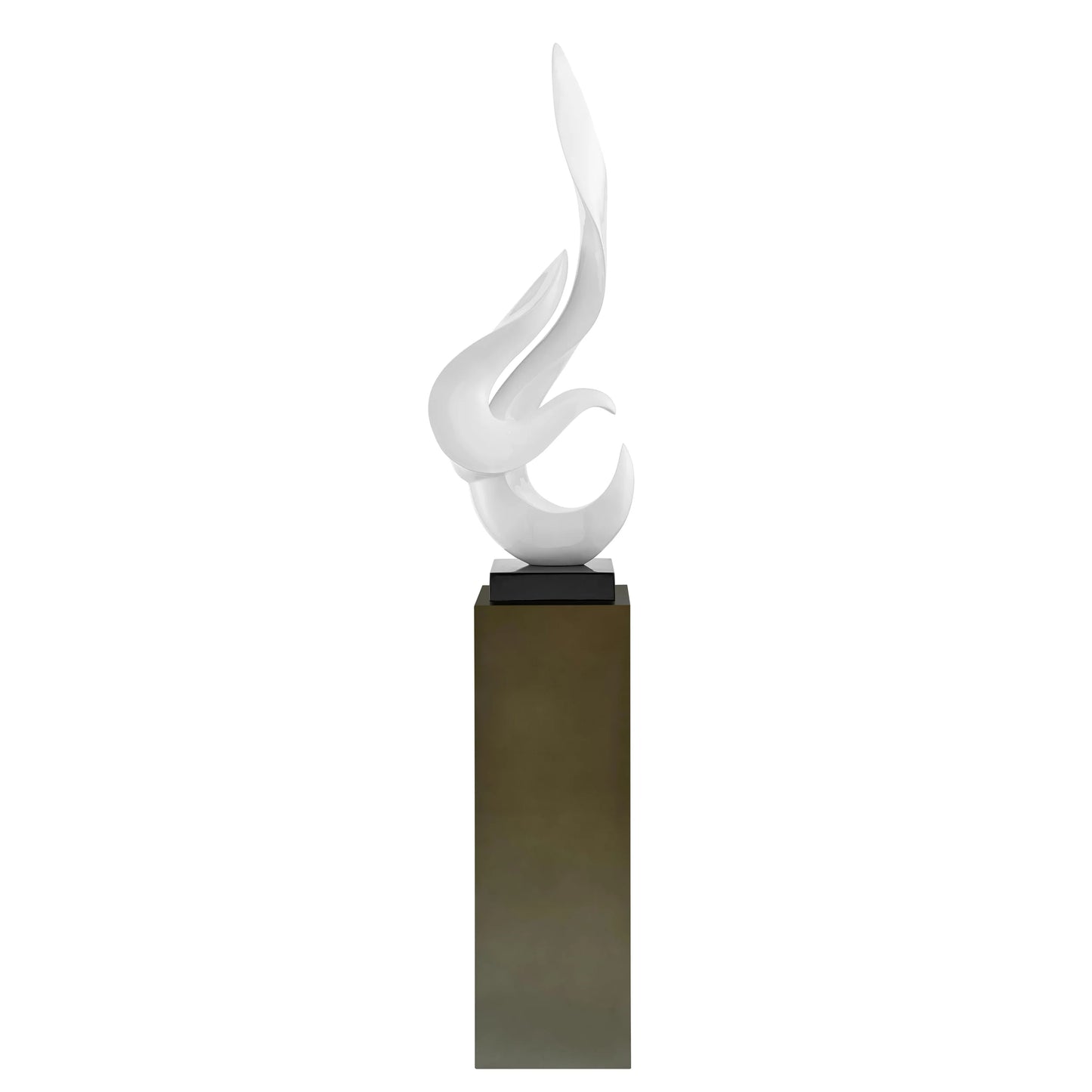 Finesse Decor White Flame Floor Sculpture With Gray Stand 1