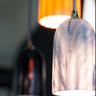 James Bartlett designed Doric 8 pendant with rose marble-look shade for modern spaces.