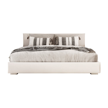 Nova Domus Sogno Italian Beige Fabric Low Headboard Eastern King Bed
