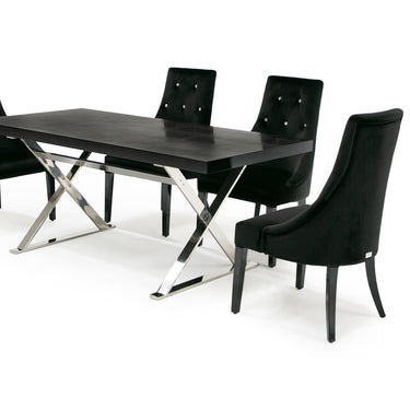AX Xavier Black Crocodile Stainless Steel Dining Table