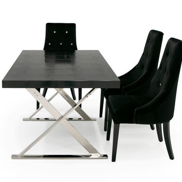 AX Xavier Black Crocodile Stainless Steel Dining Table