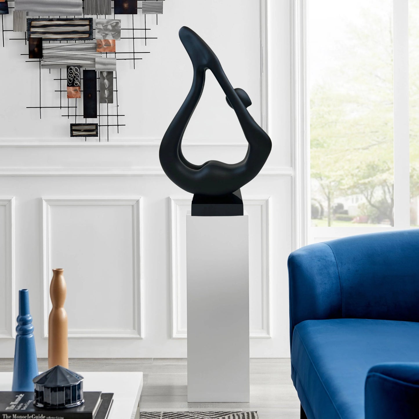 Finesse Decor Yoga Black Sculpture in Dominant Color White Base 2