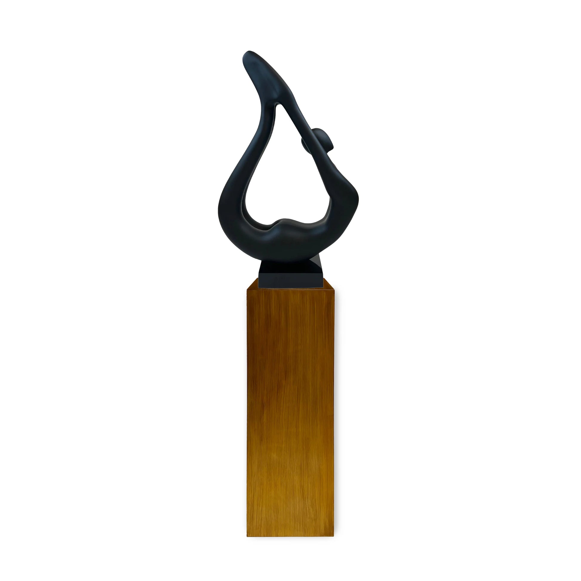 Finesse Decor Yoga Black Sculpture with Wood Base 1
