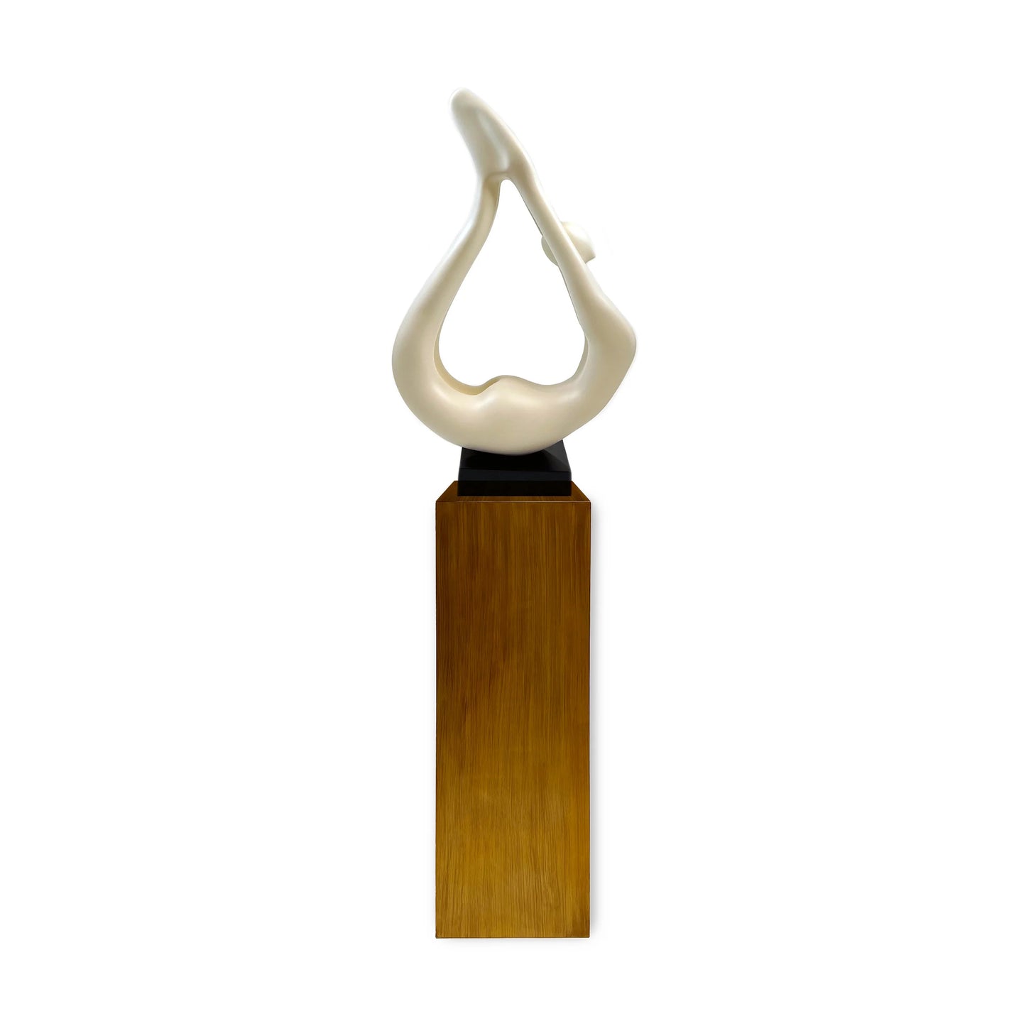 Finesse Decor Yoga White Sculpture in Wood Base 1