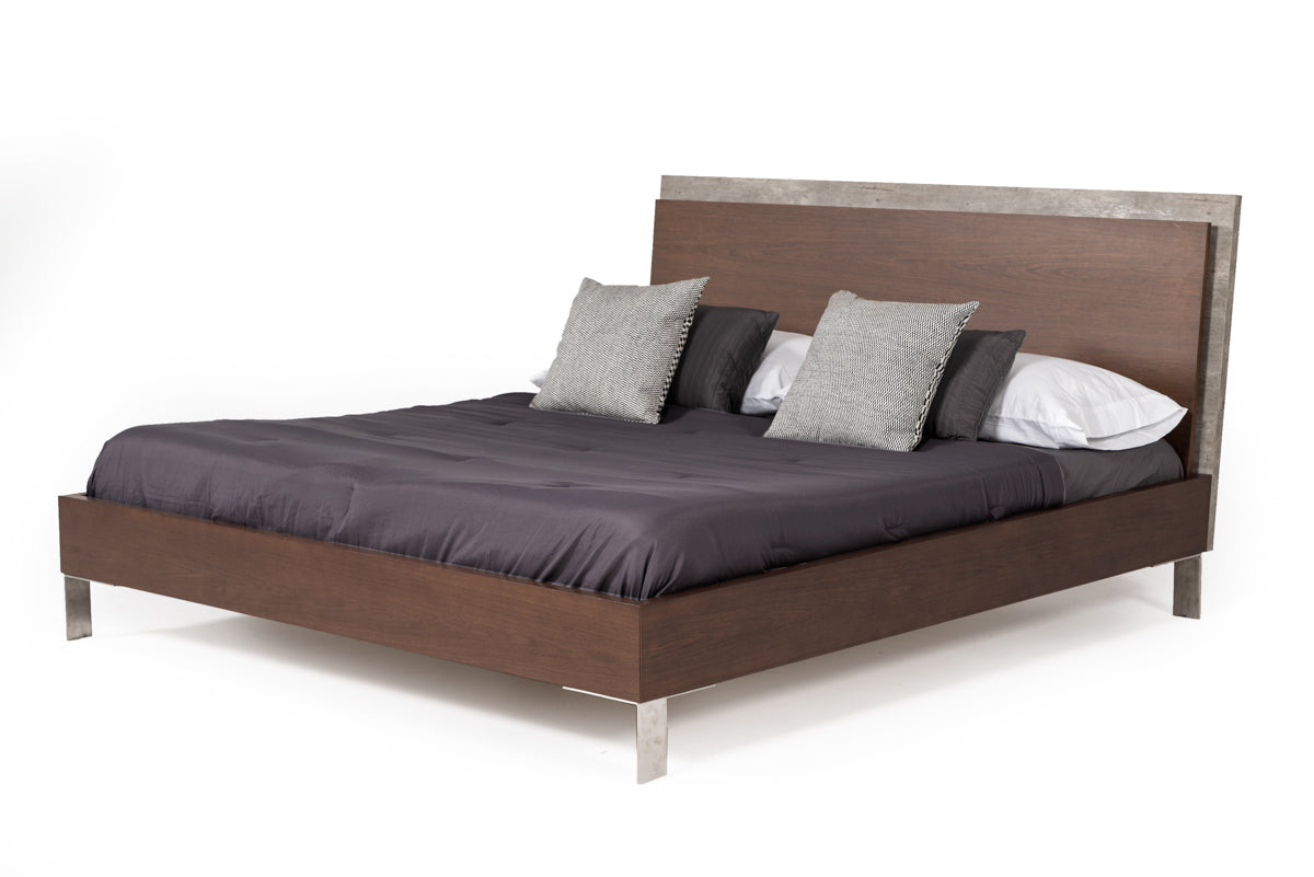 VIG Furniture Nova Domus Conner Dark Walnut Faux Concrete Bedroom Set