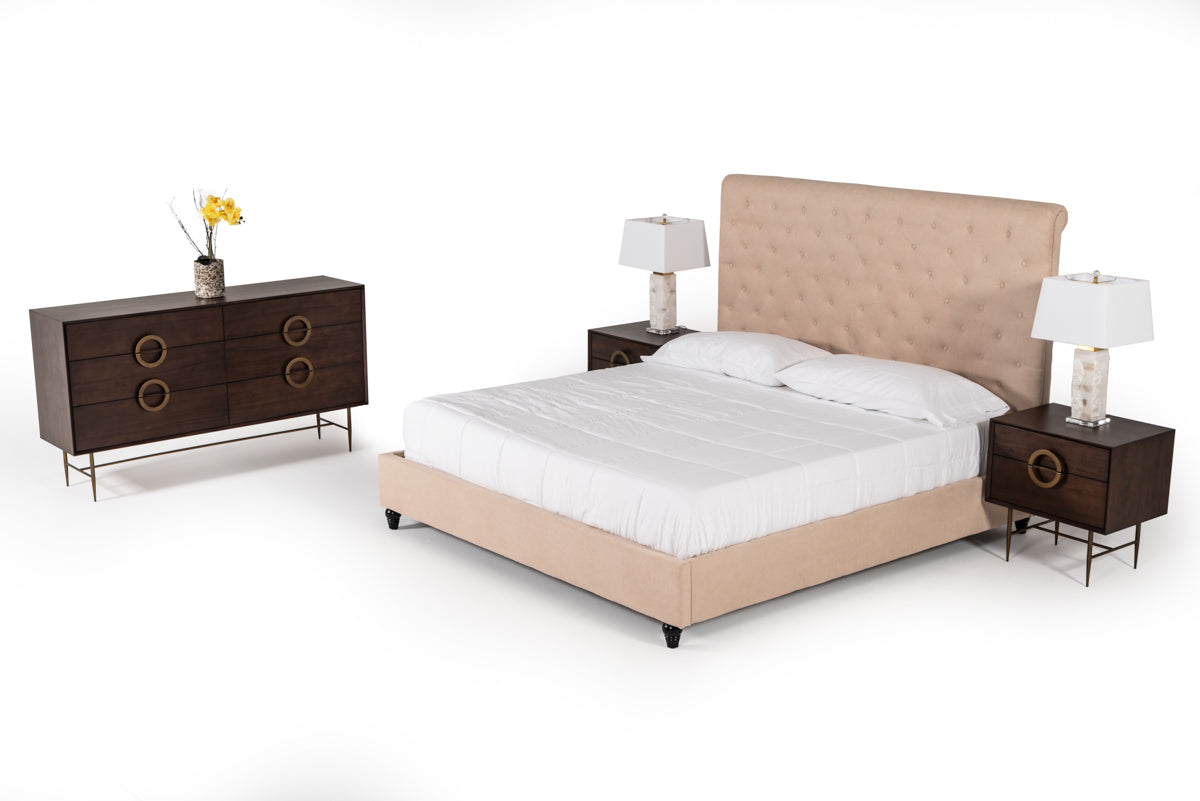 VIG Furniture Modrest Garland Beige Fabric Bed