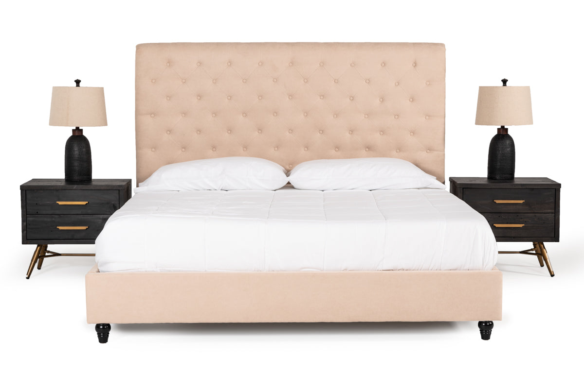 VIG Furniture Modrest Garland Beige Fabric Bed