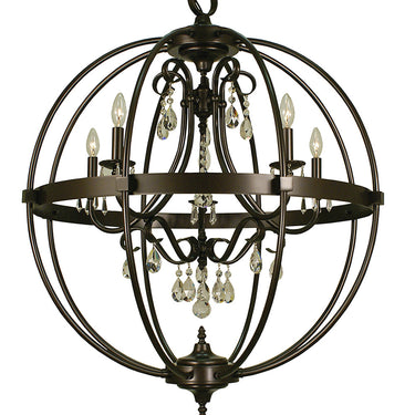 Framburg Compass 5 - Light Mahogany Bronze Foyer Chandelier 1069 MB