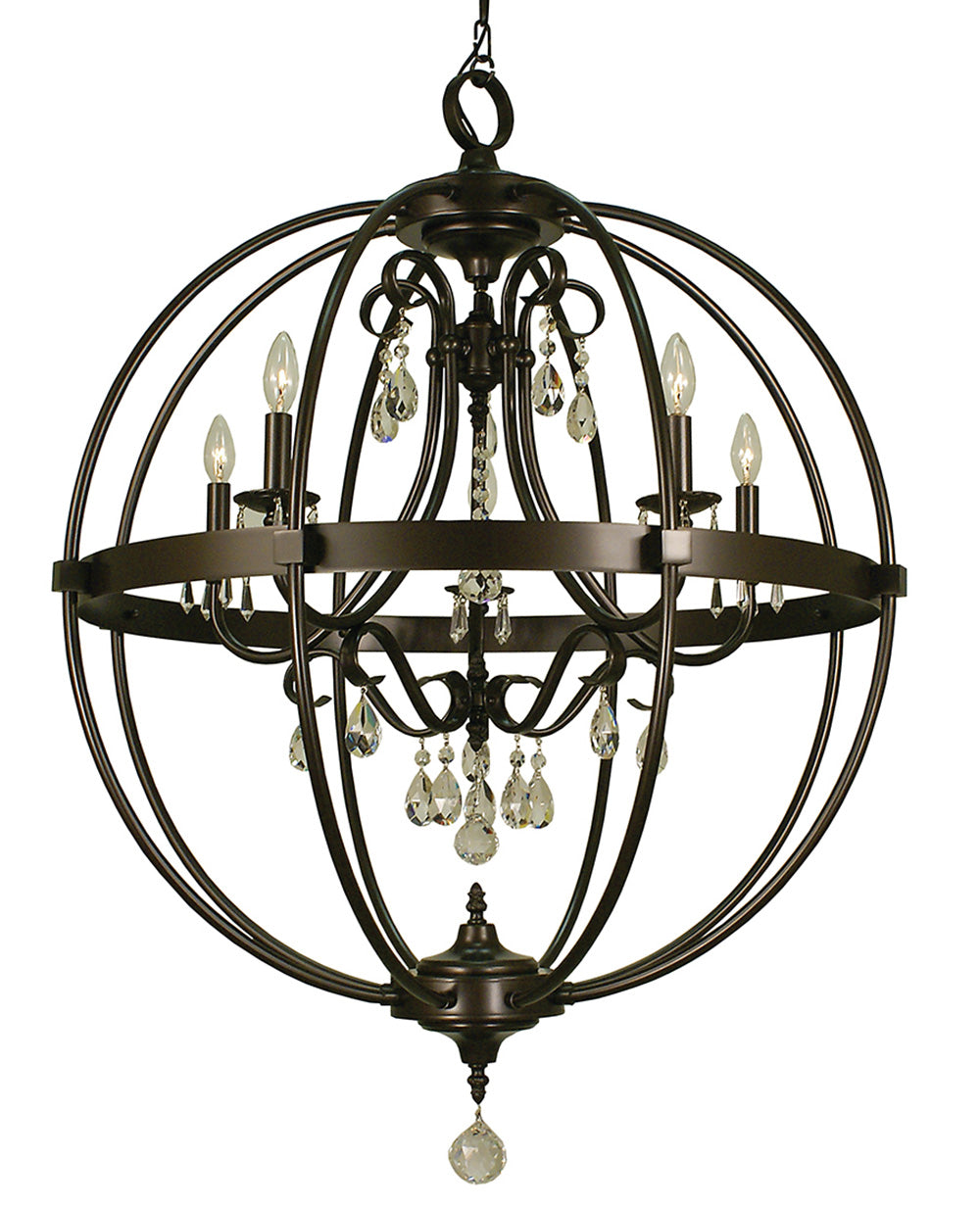 Framburg 5-Light Mahogany Bronze Compass Foyer Chandelier