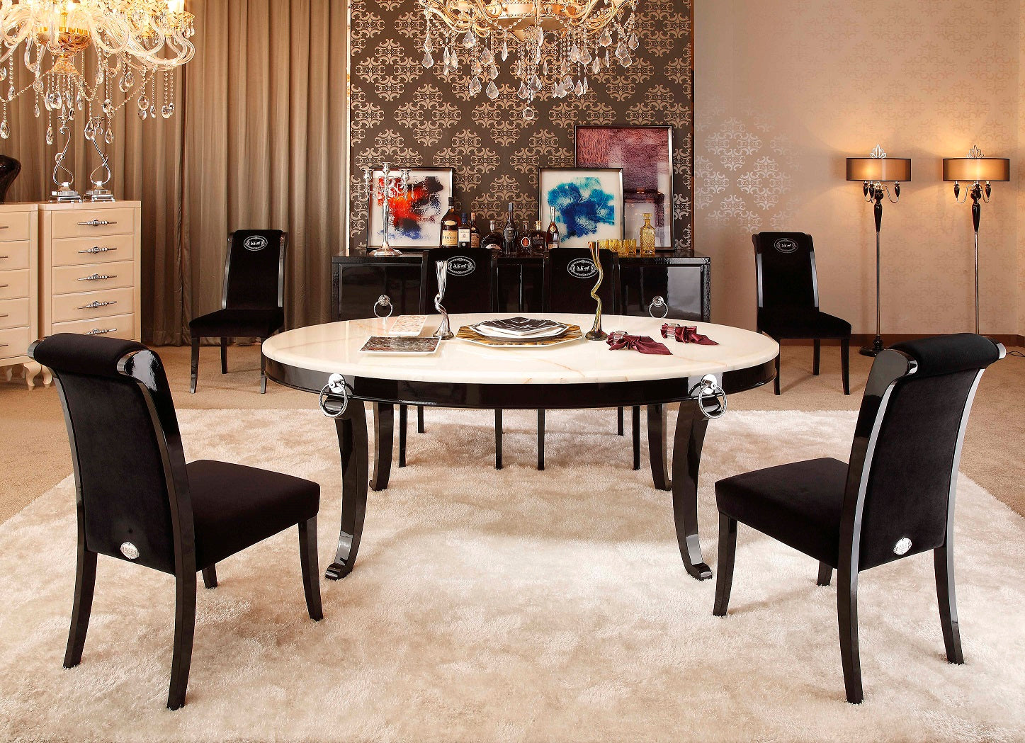 VIG Furniture AX Bellagio Luxurious Marble Dining Table