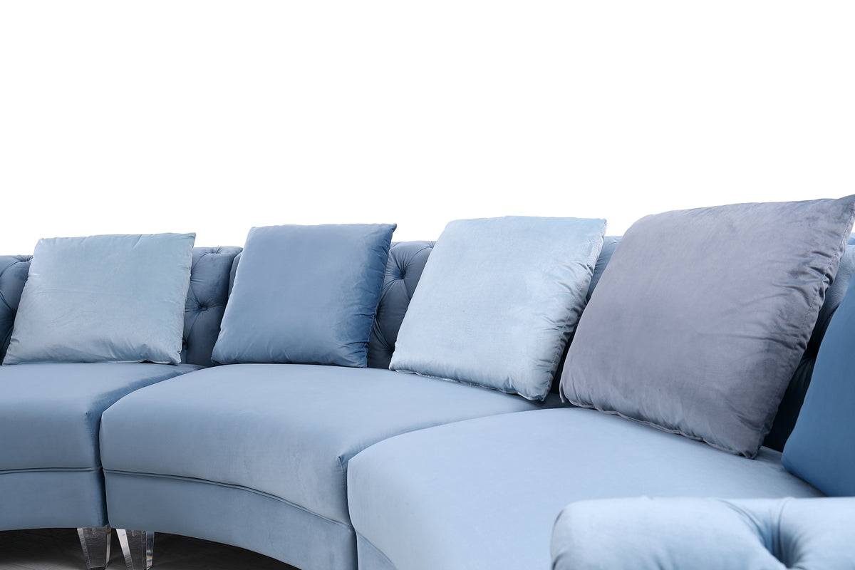 VIG Furniture Divani Casa Darla Blue Velvet Curved Sectional Sofa