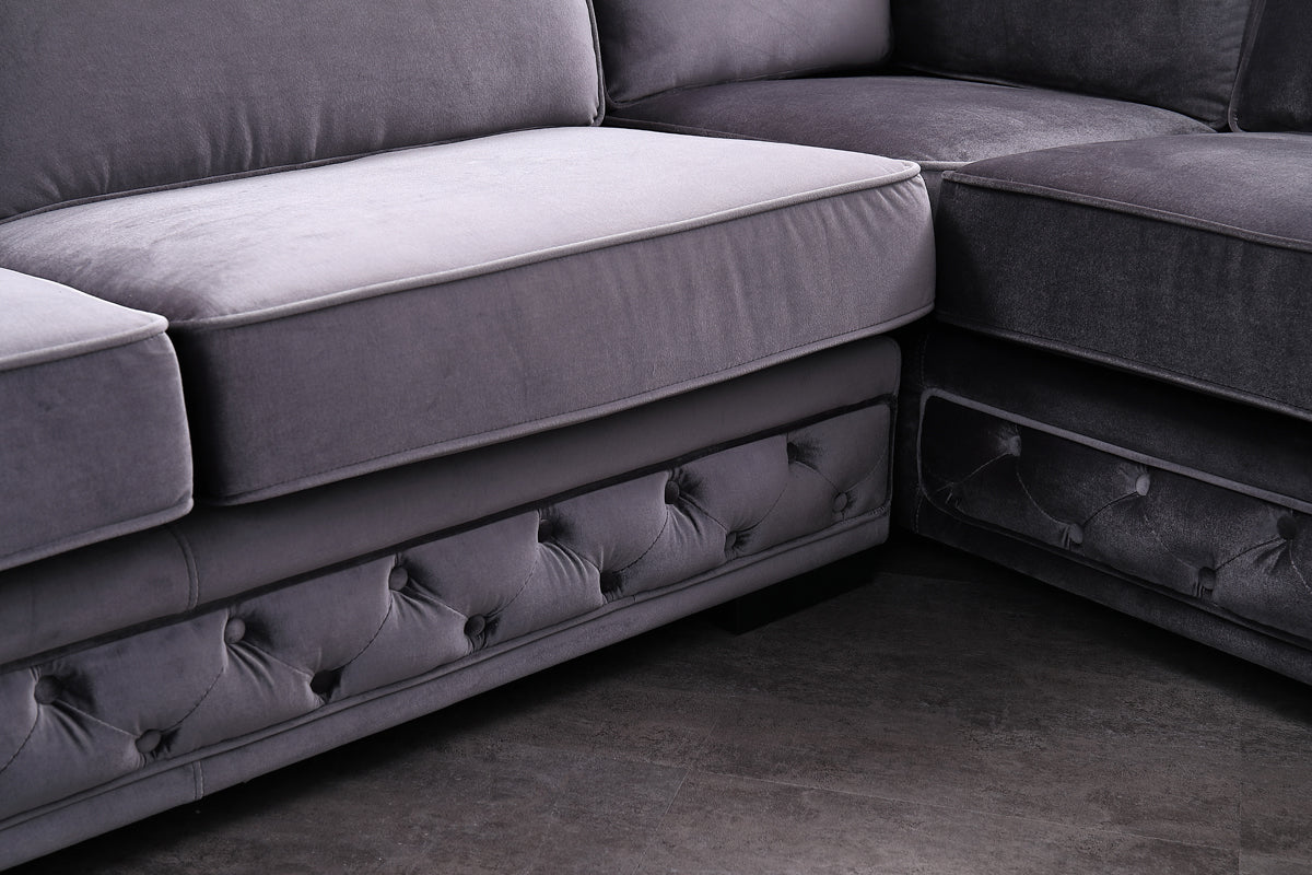 VIG Furniture Divani Casa Jean Grey Velvet Sectional Sofa