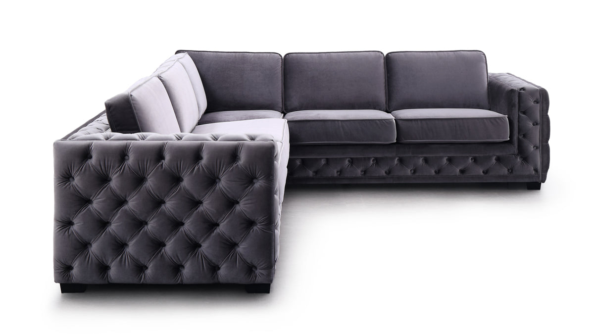 VIG Furniture Divani Casa Jean Grey Velvet Sectional Sofa