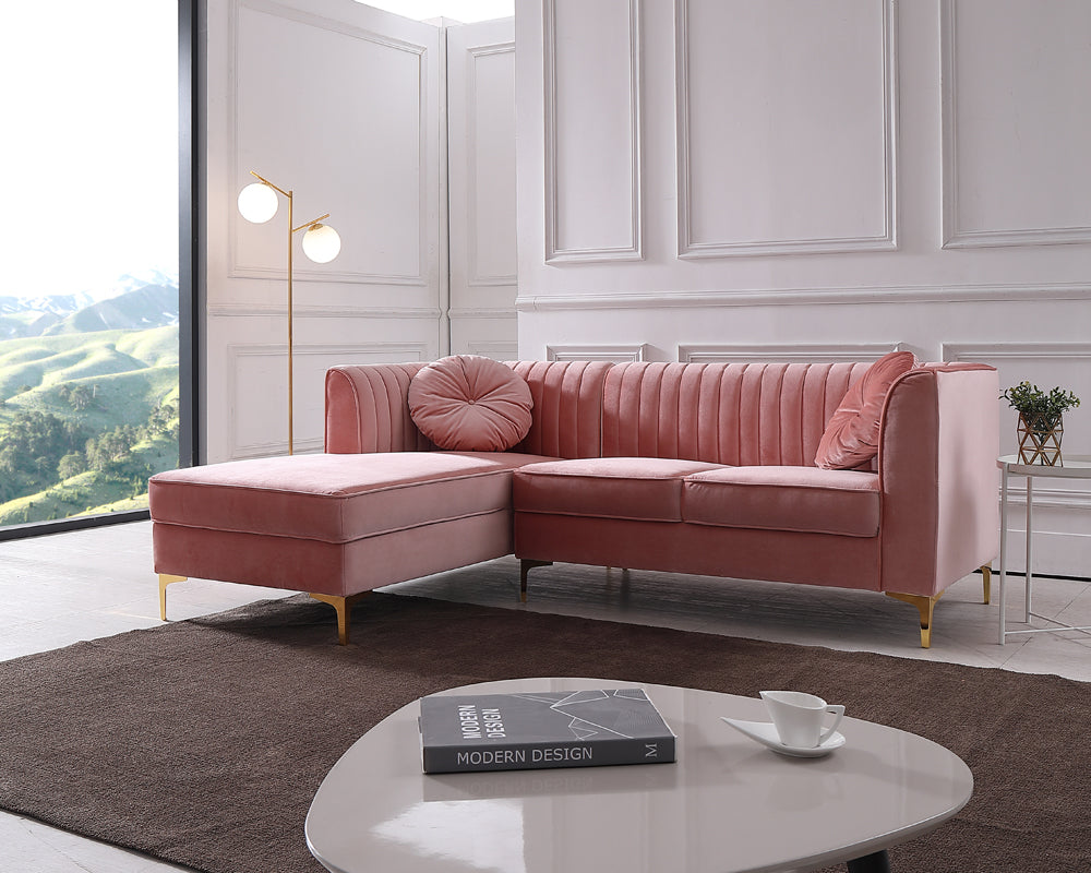 VIG Furniture Divani Casa Rachel Pink Velvet Left Sectional Sofa