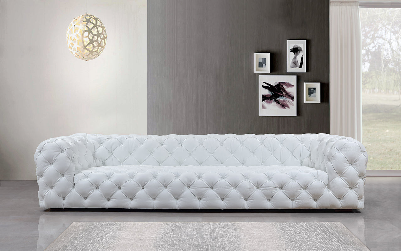 VIG Furniture Divani Casa Dexter White Full Italian Leather 4 Seater Sofa