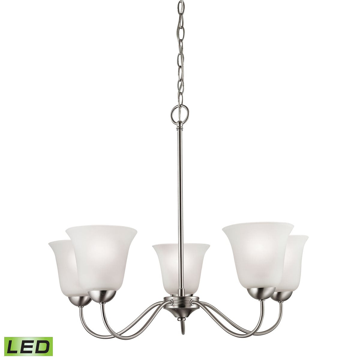 Thomas Lighting Conway 5-Light Chandelier Nickel White Glass 1205CH/20-LED