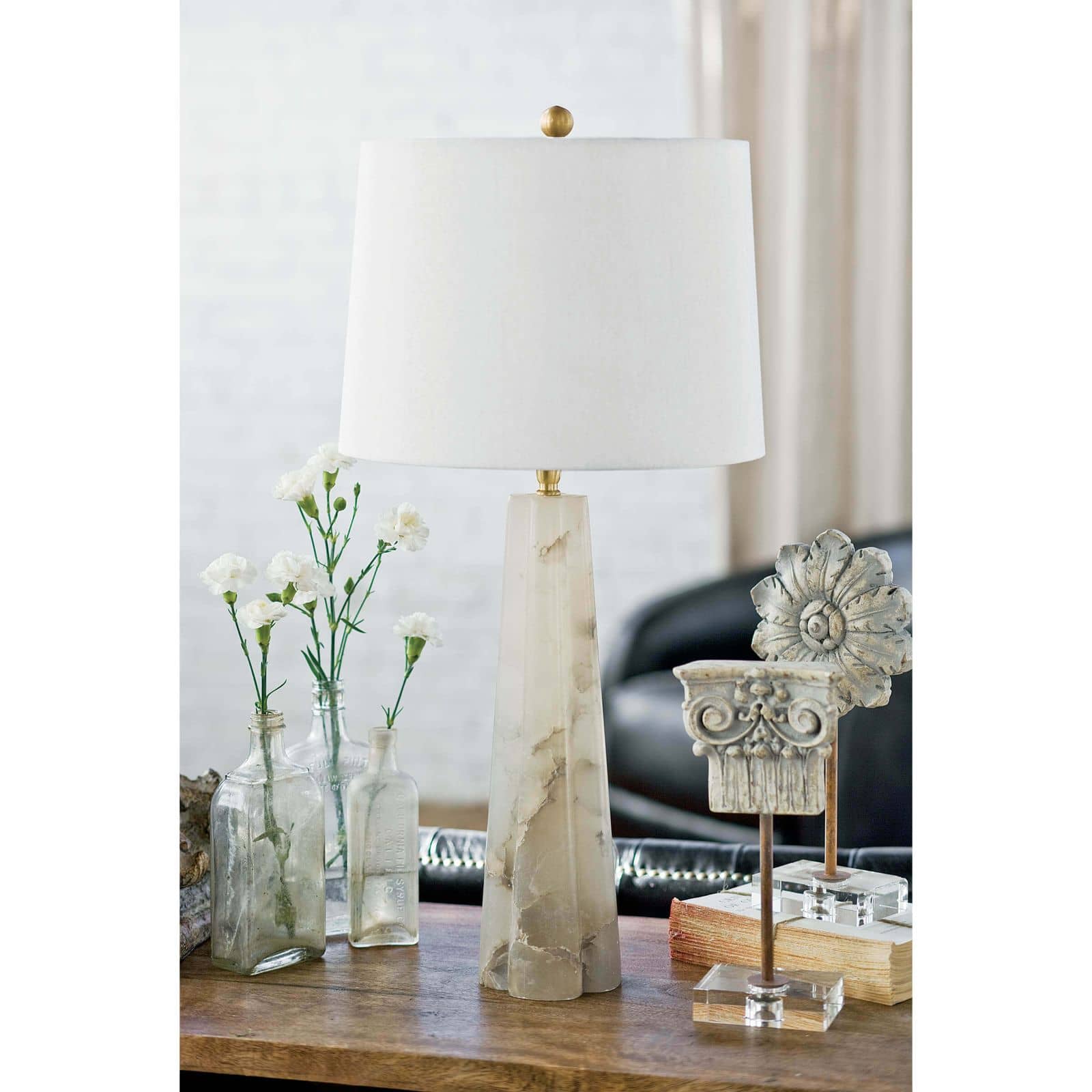Quatrefoil Alabaster Table Lamp Small by Regina Andrew