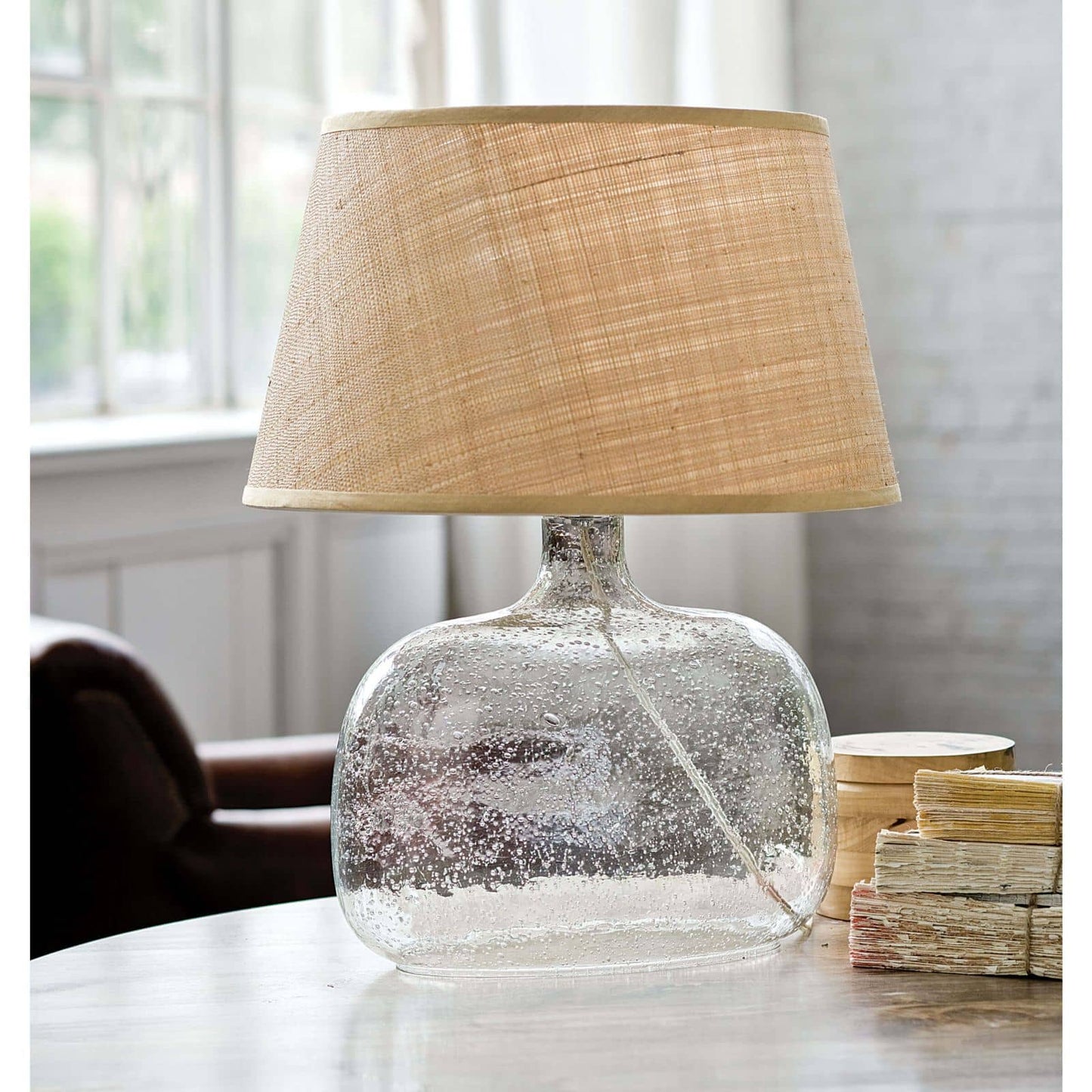 Seeded Oval Glass Table Lamp by Regina Andrew