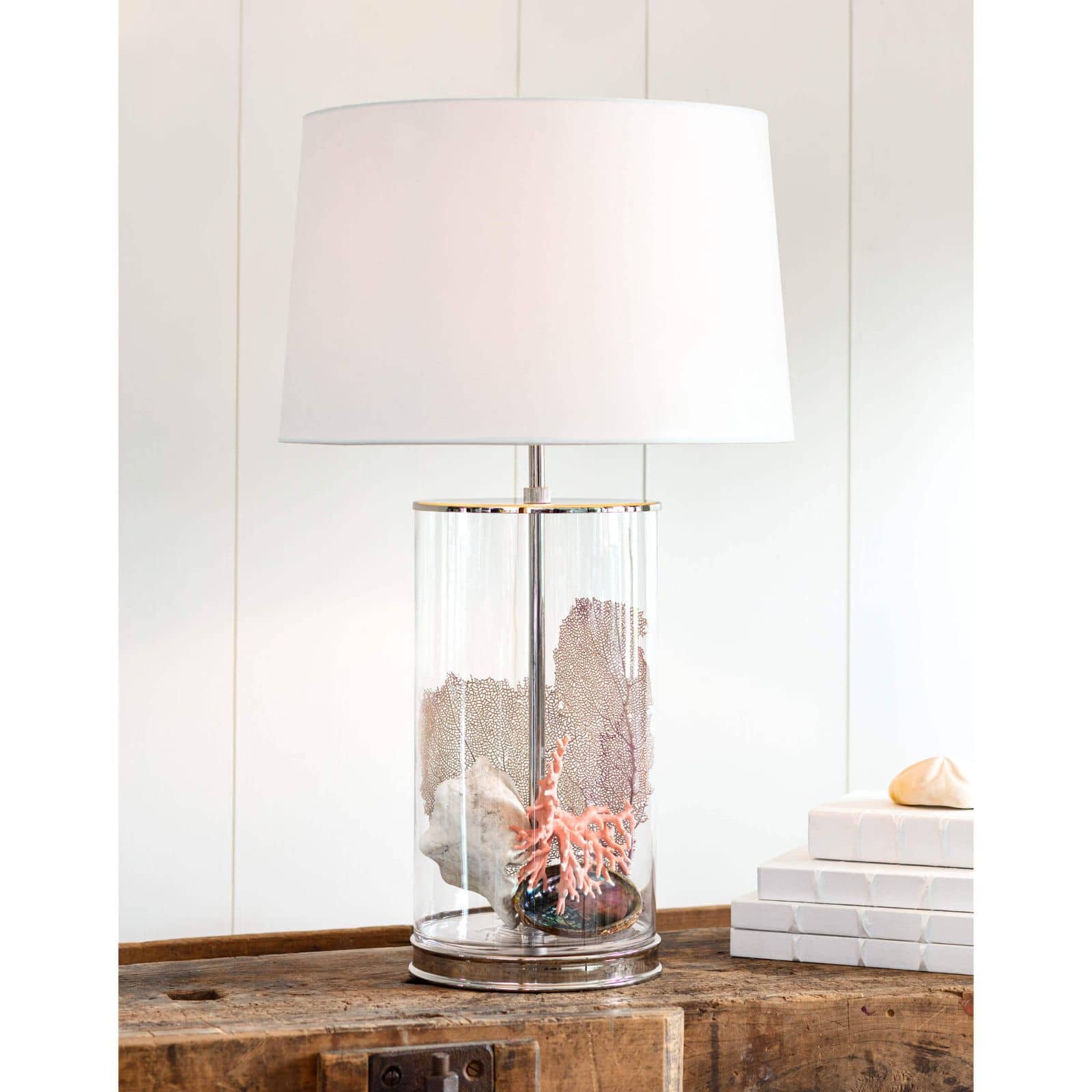 Magelian Glass Table Lamp in Polished Nickel by Coastal Living