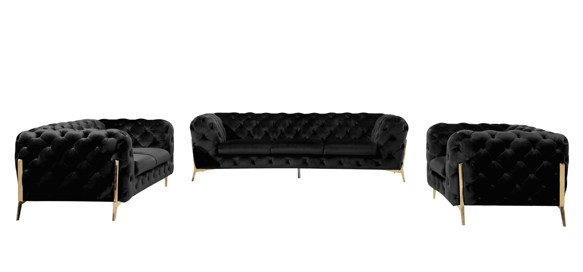VIG Furniture Divani Casa Sheila Black Velvet Sofa Set