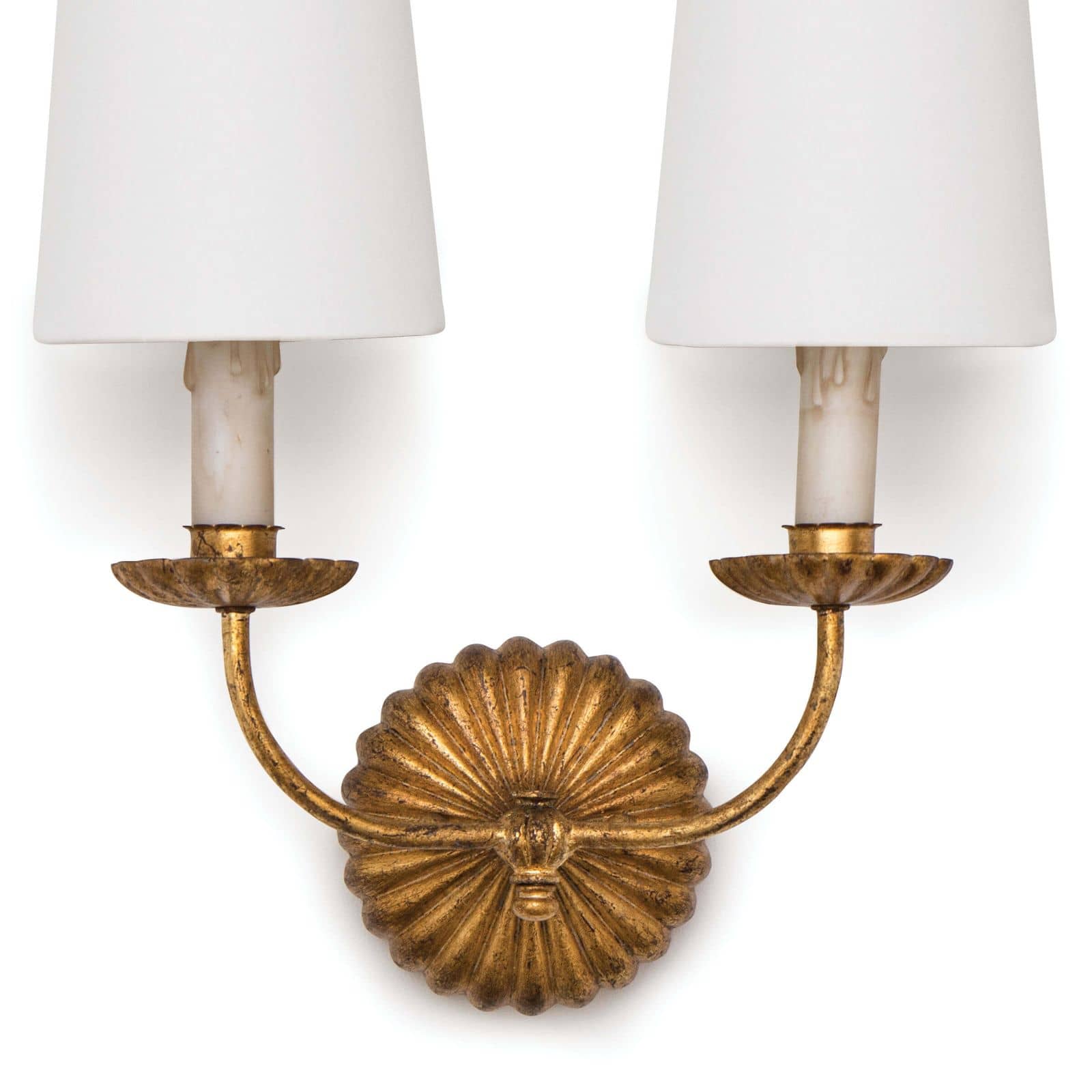 Clove Sconce Double in Antique Gold Leaf by Regina Andrew