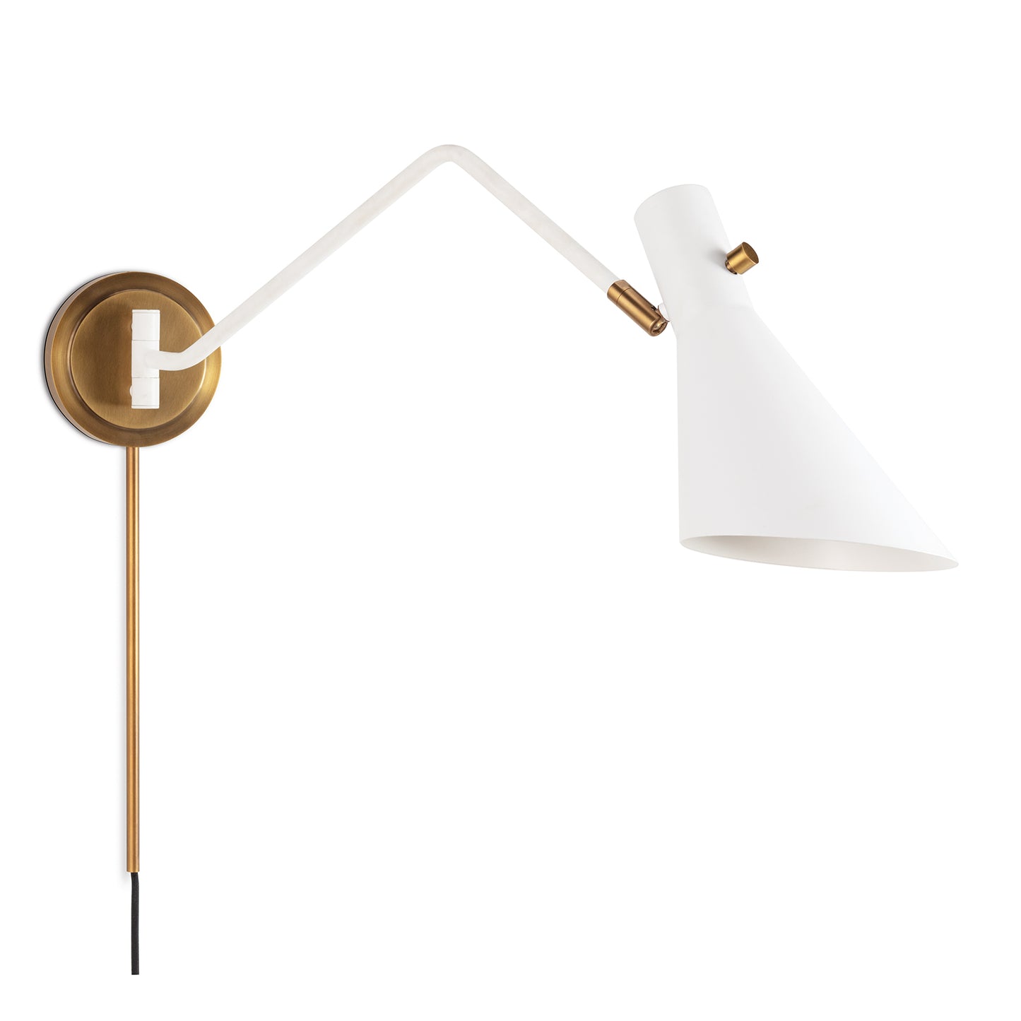 Spyder Single Arm Sconce in White and Natural Brass by Regina Andrew